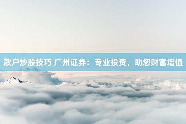 散户炒股技巧 广州证券：专业投资，助您财富增值