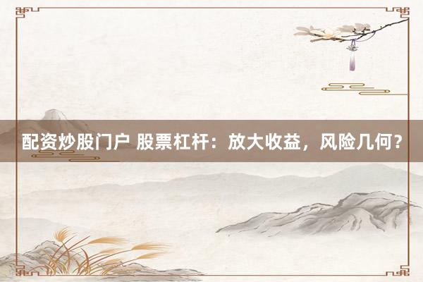 配资炒股门户 股票杠杆：放大收益，风险几何？