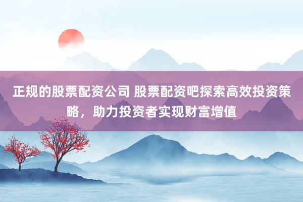 正规的股票配资公司 股票配资吧探索高效投资策略，助力投资者实现财富增值