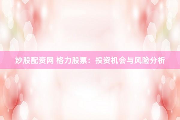 炒股配资网 格力股票：投资机会与风险分析
