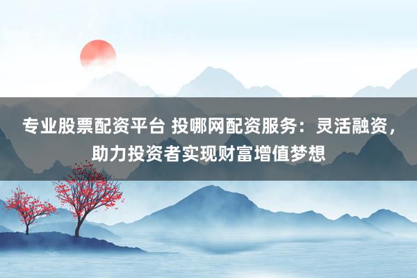 专业股票配资平台 投哪网配资服务:灵活融资,助力投资者实现财富增值梦想