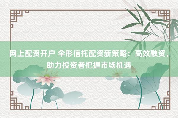 网上配资开户 伞形信托配资新策略：高效融资，助力投资者把握市场机遇
