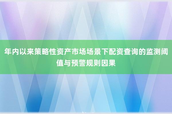 年内以来策略性资产市场场景下配资查询的监测阈值与预警规则因果