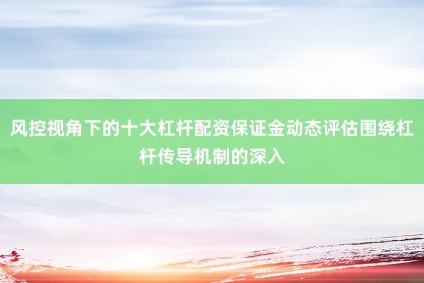 风控视角下的十大杠杆配资保证金动态评估围绕杠杆传导机制的深入