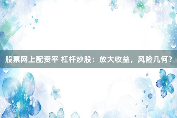 股票网上配资平 杠杆炒股：放大收益，风险几何？